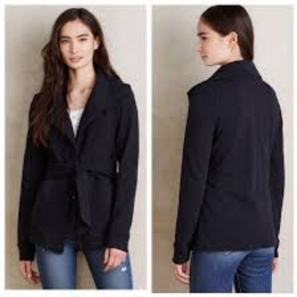 Anthropologie Bon Voyage Black Belted Cardigan S